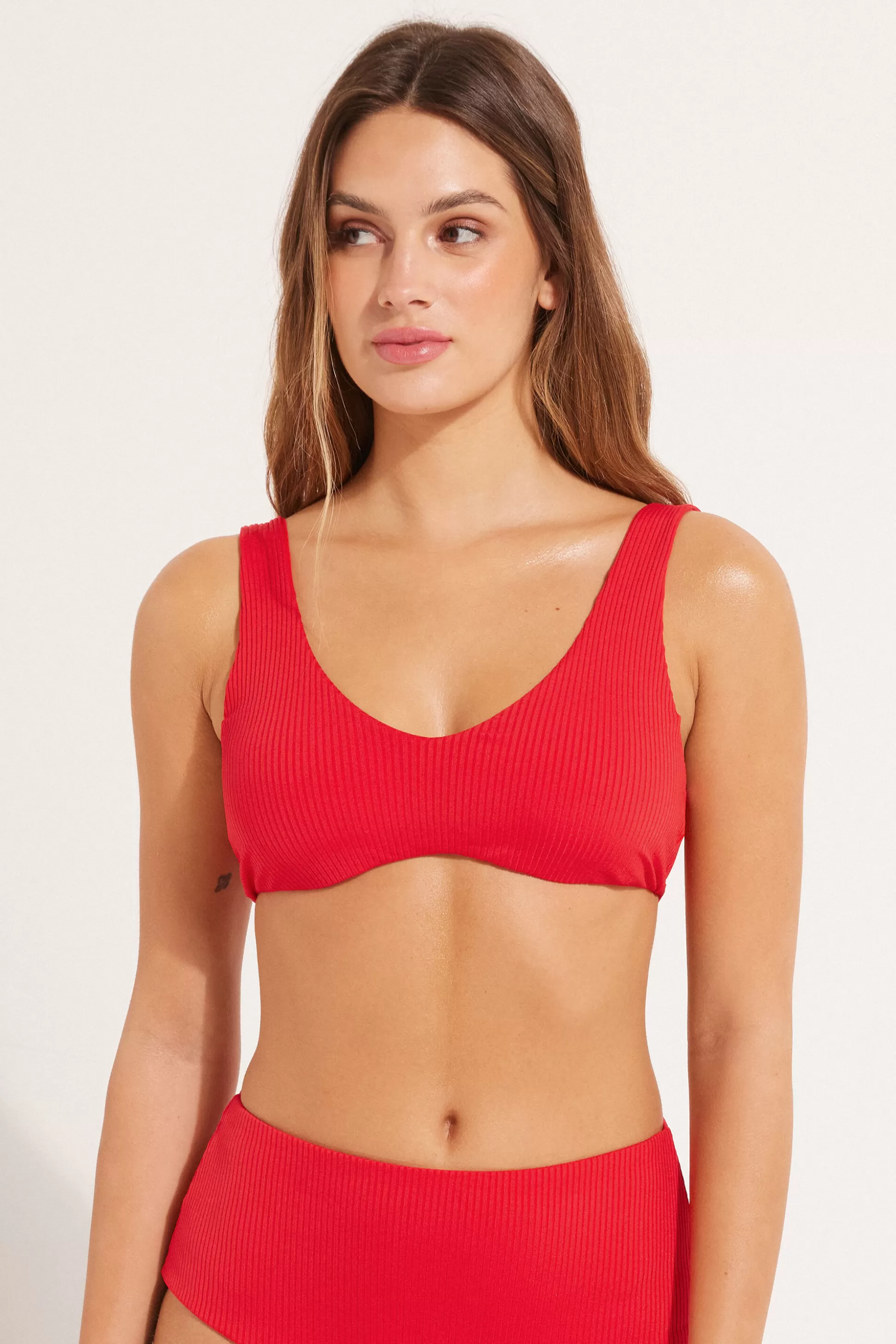 Bikini Bra Top Imbottitura Estraibile Microfibra Riciclata Costine - Bikini Top - Donna | >Tezenis Store