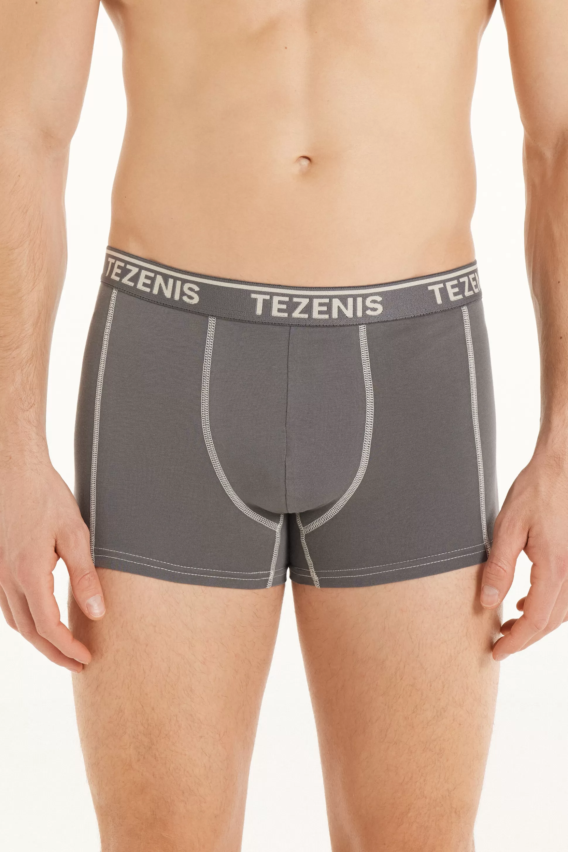 Boxer In Cotone Cuciture A Contrasto Con Logo - Boxer - Uomo | >Tezenis Shop