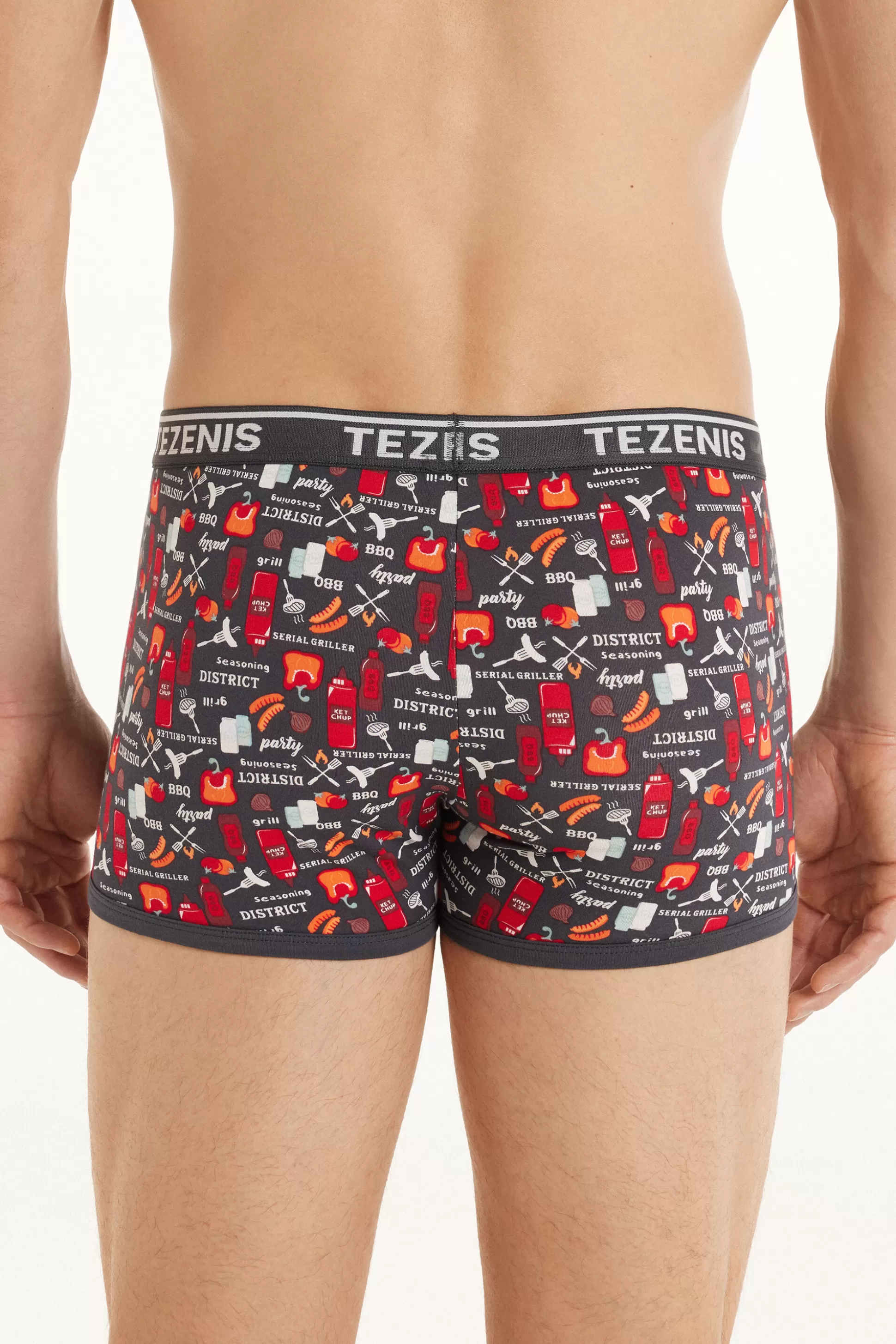 Boxer In Cotone Stampato Bordi A Contrasto Con Logo - Boxer - Uomo | >Tezenis Hot