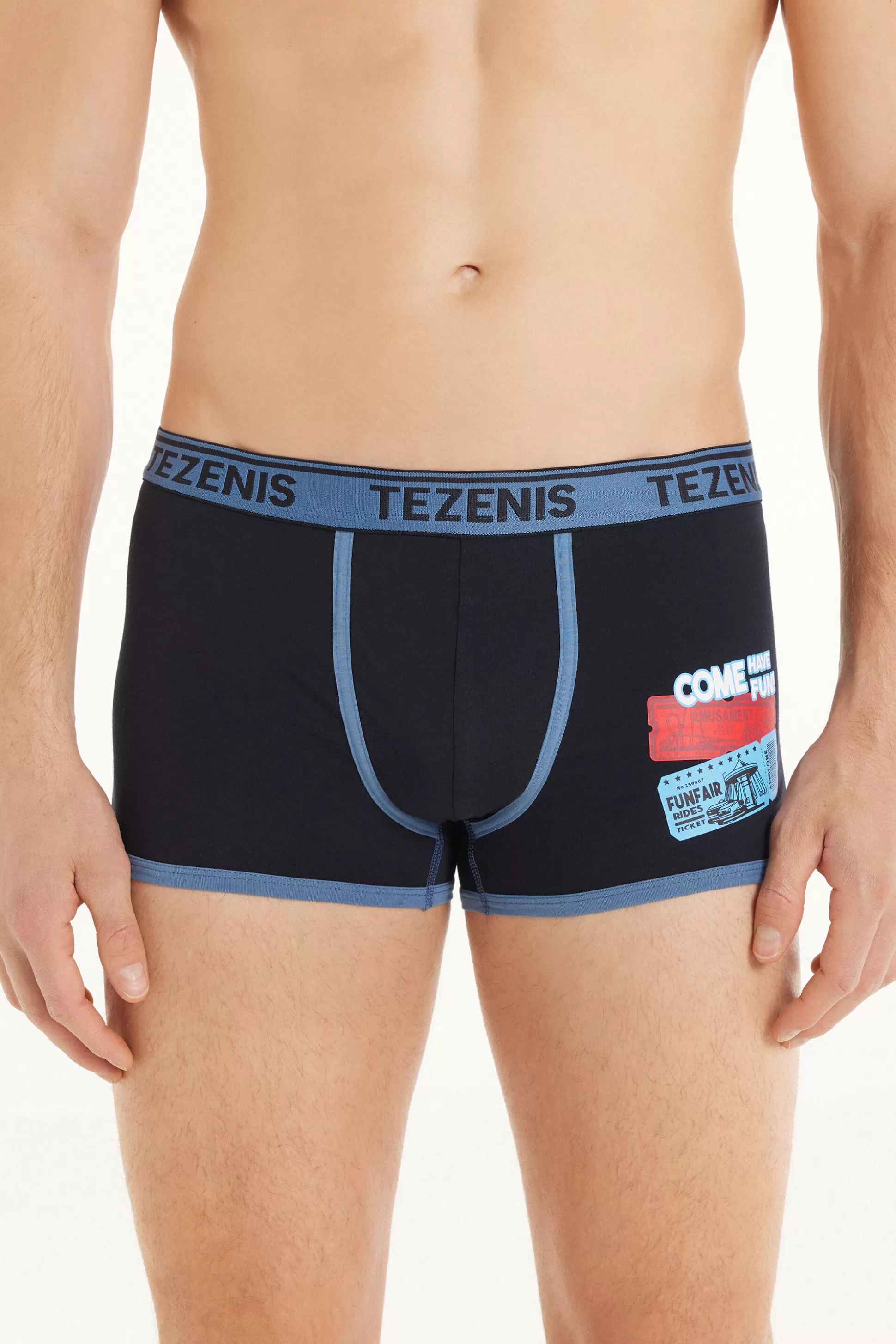 Boxer In Cotone Stampato Bordi A Contrasto Con Logo - Boxer - Uomo | >Tezenis Outlet