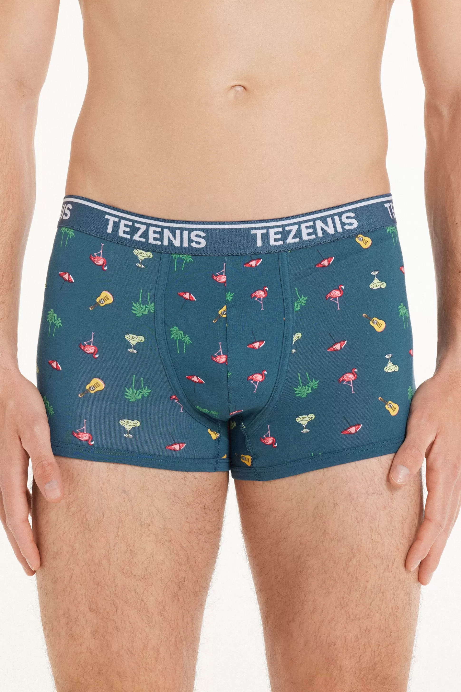 Boxer In Cotone Stampato Bordi A Contrasto Con Logo - Boxer - Uomo | >Tezenis Outlet