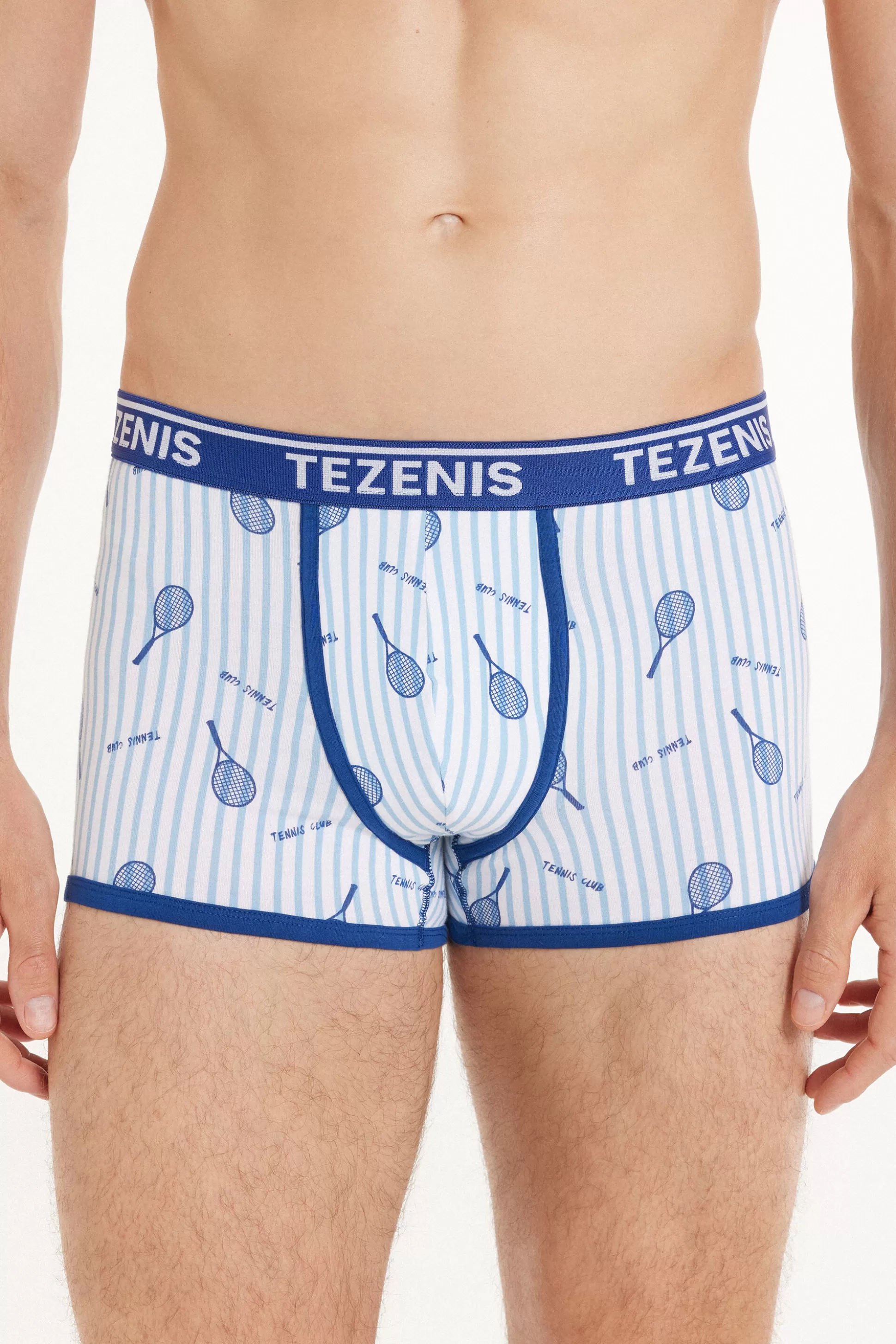 Boxer In Cotone Stampato Bordi A Contrasto Con Logo - Boxer - Uomo | >Tezenis Online