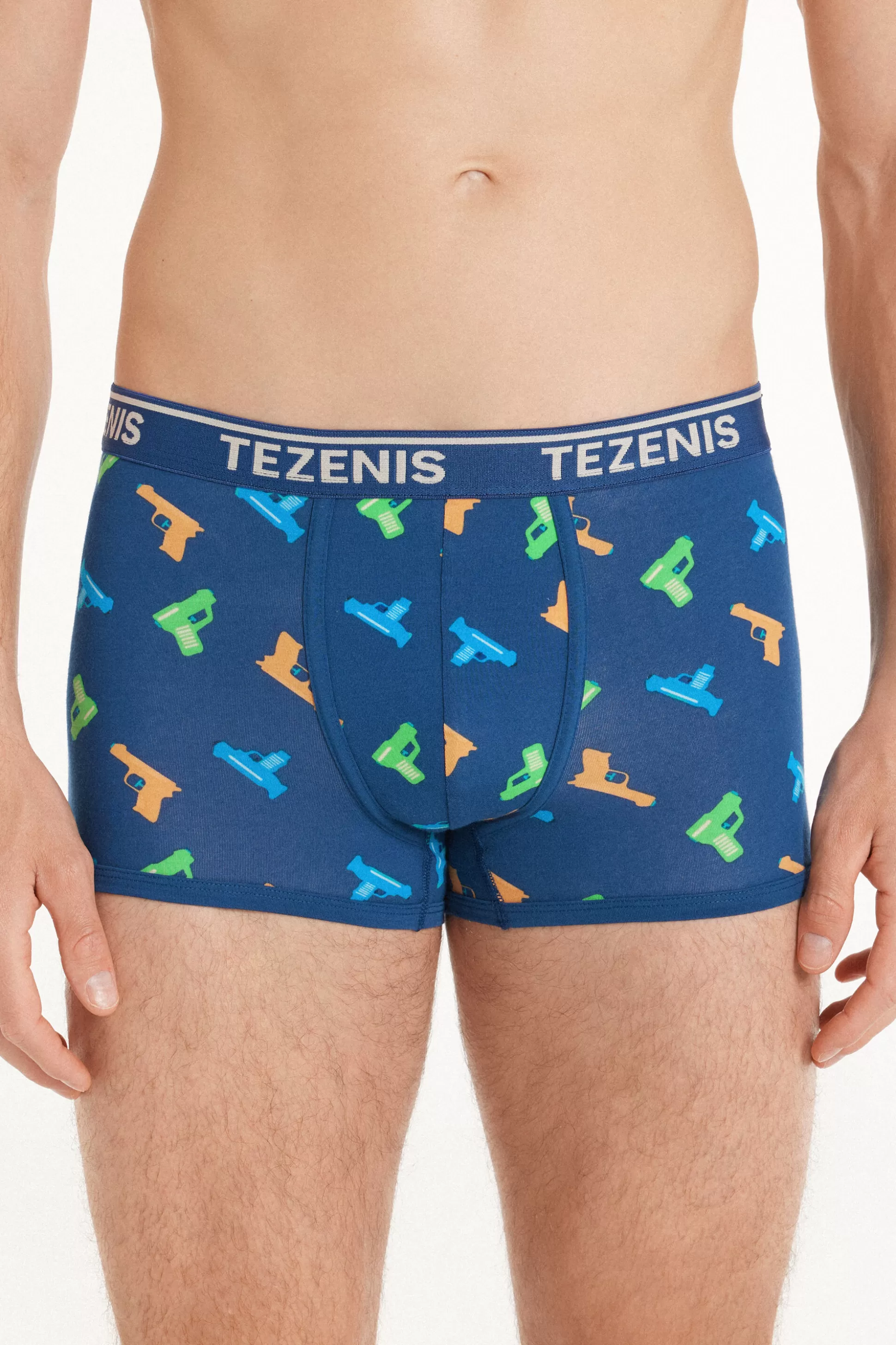 Boxer In Cotone Stampato Bordi A Contrasto Con Logo - Boxer - Uomo | >Tezenis Cheap