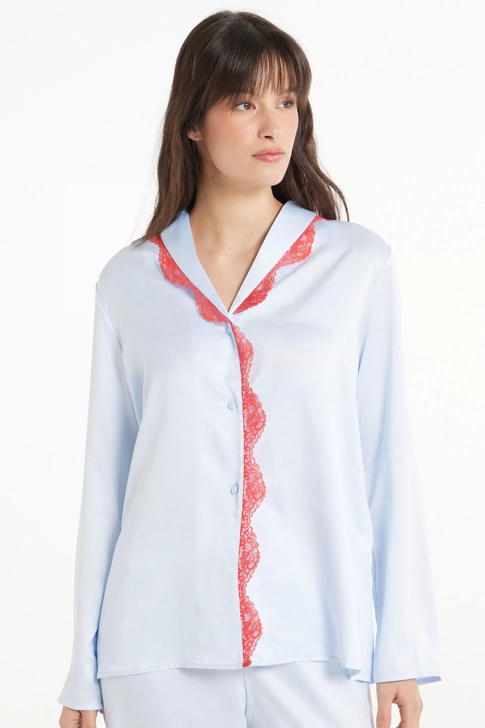 Camicia Manica Lunga In Raso Pastel Baby Satin - Maglie Maniche Lunghe - Donna | >Tezenis Fashion