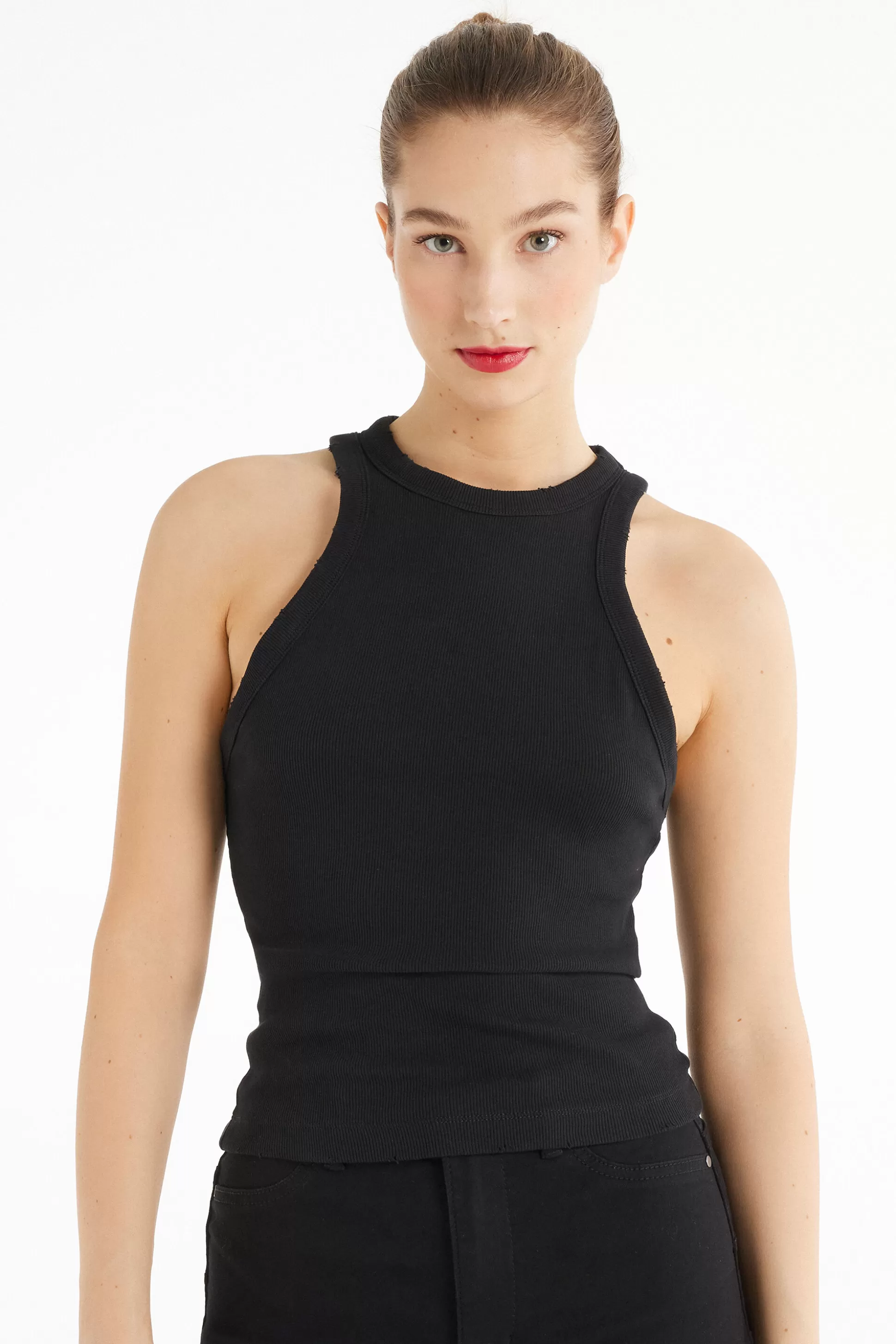 Canotta Scollo Americana A Costine Con Strappi - Canotte E Top - Donna | >Tezenis Shop