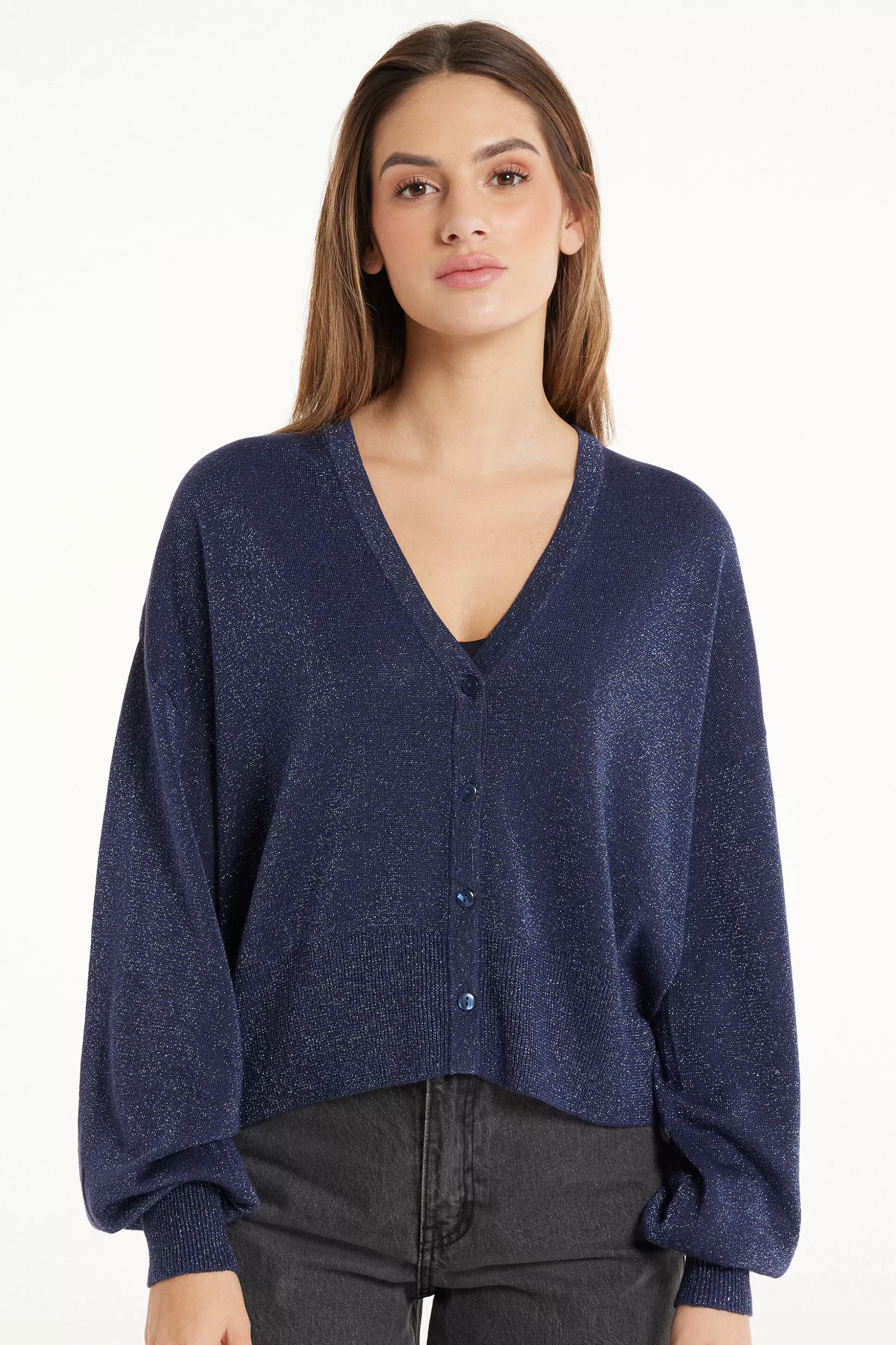 Cardigan Corto Manica Lunga Con Bottoni Tessuto Laminato - Cardigan E Maglioni - Donna | >Tezenis Clearance