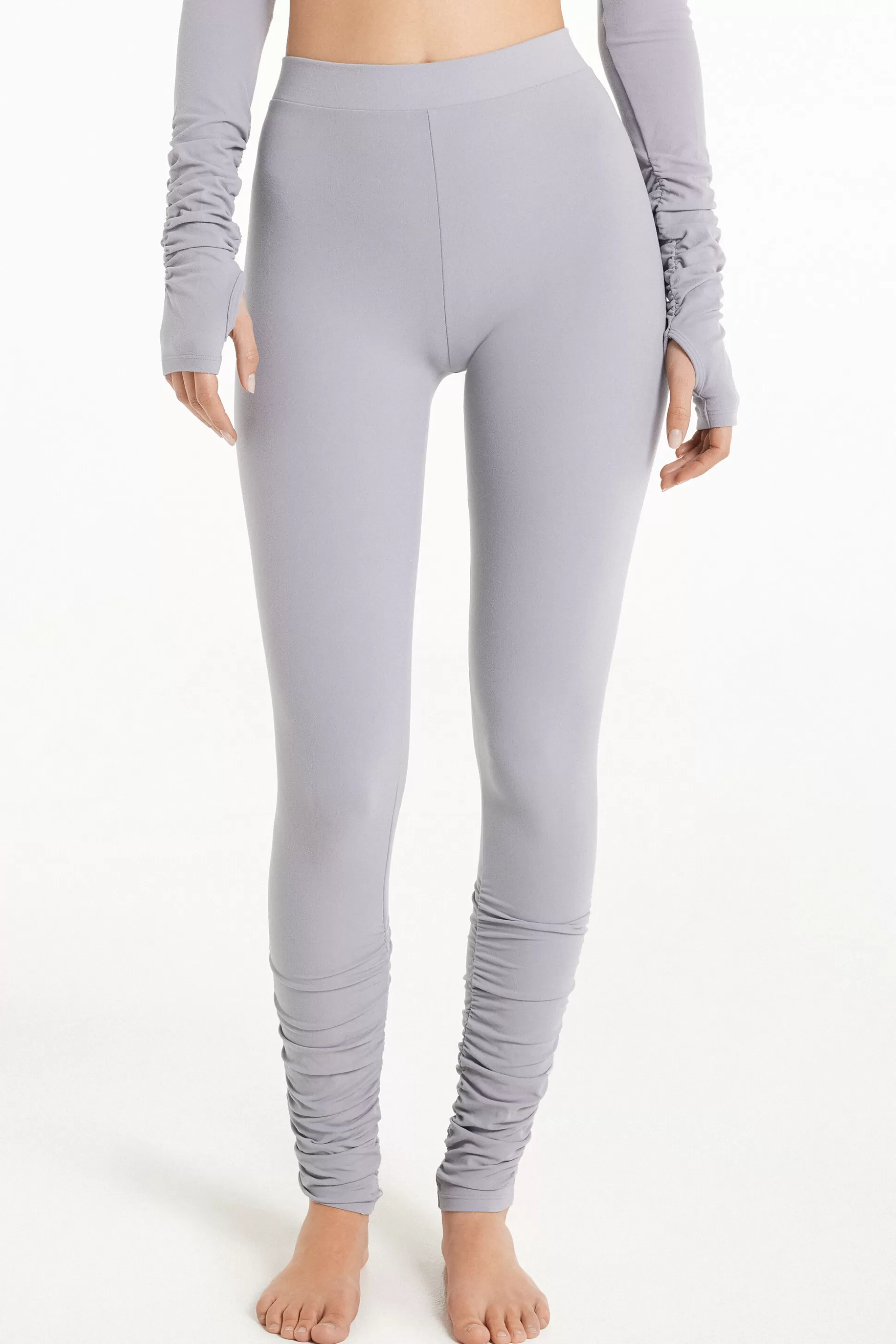 Leggings A Vita Alta Con Arriccio Microfibra Morbida - Pantaloni - Donna | >Tezenis Fashion