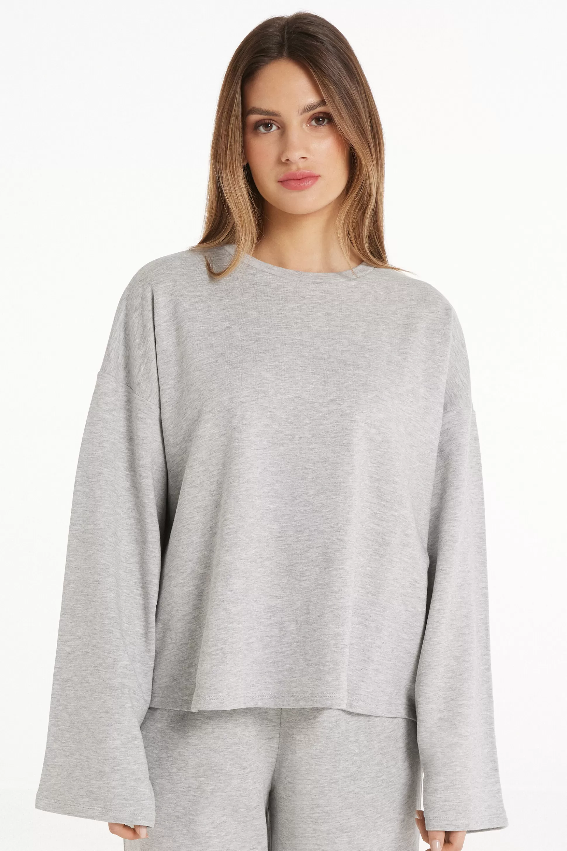 Maglia In Felpa Manica Lunga In Cotone Comfy - Pigiami Combinabili - Donna | >Tezenis Shop