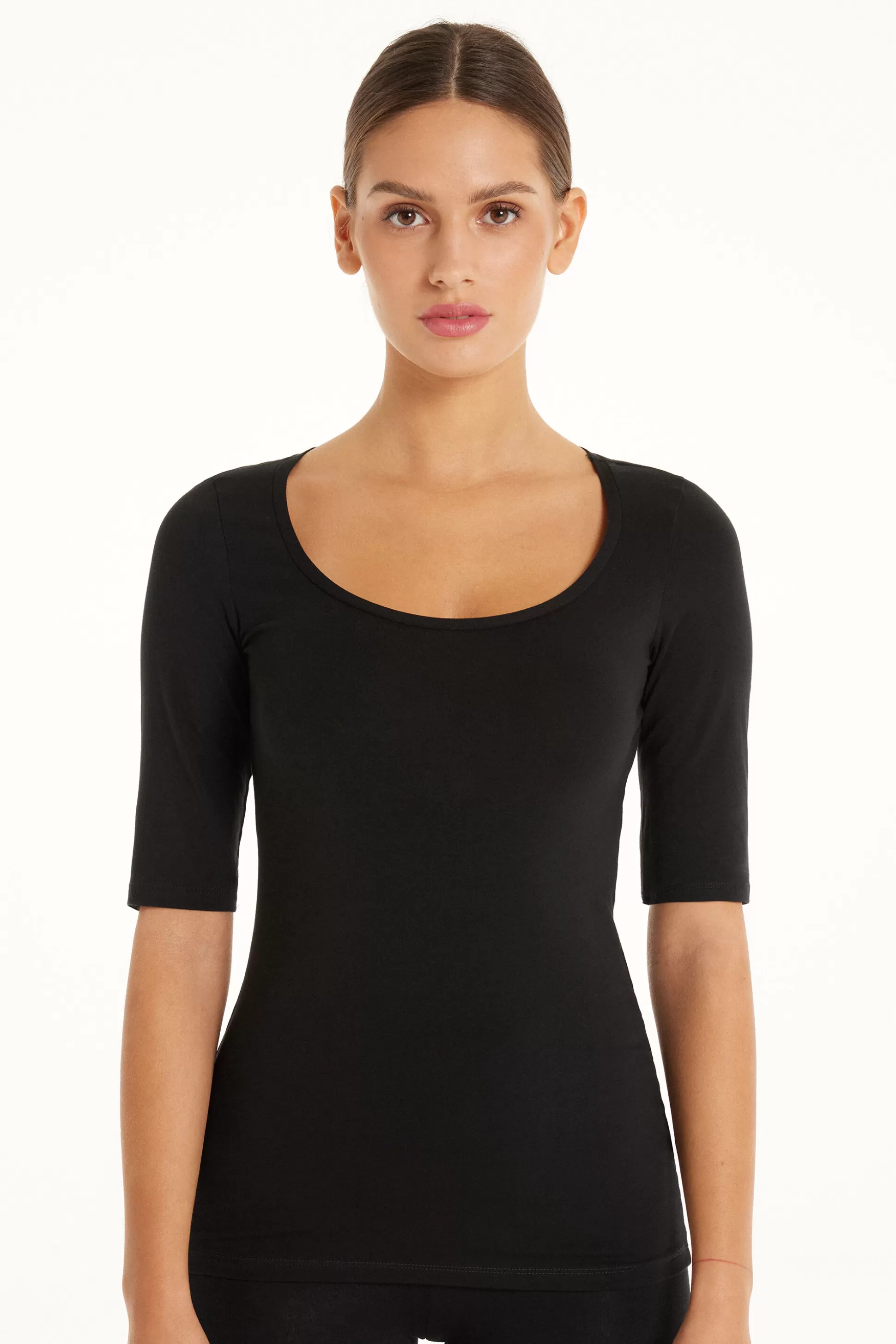 Maglia Manica Corta Scollo Madonna In Cotone - Magliette Maniche Corte - Donna | >Tezenis Flash Sale