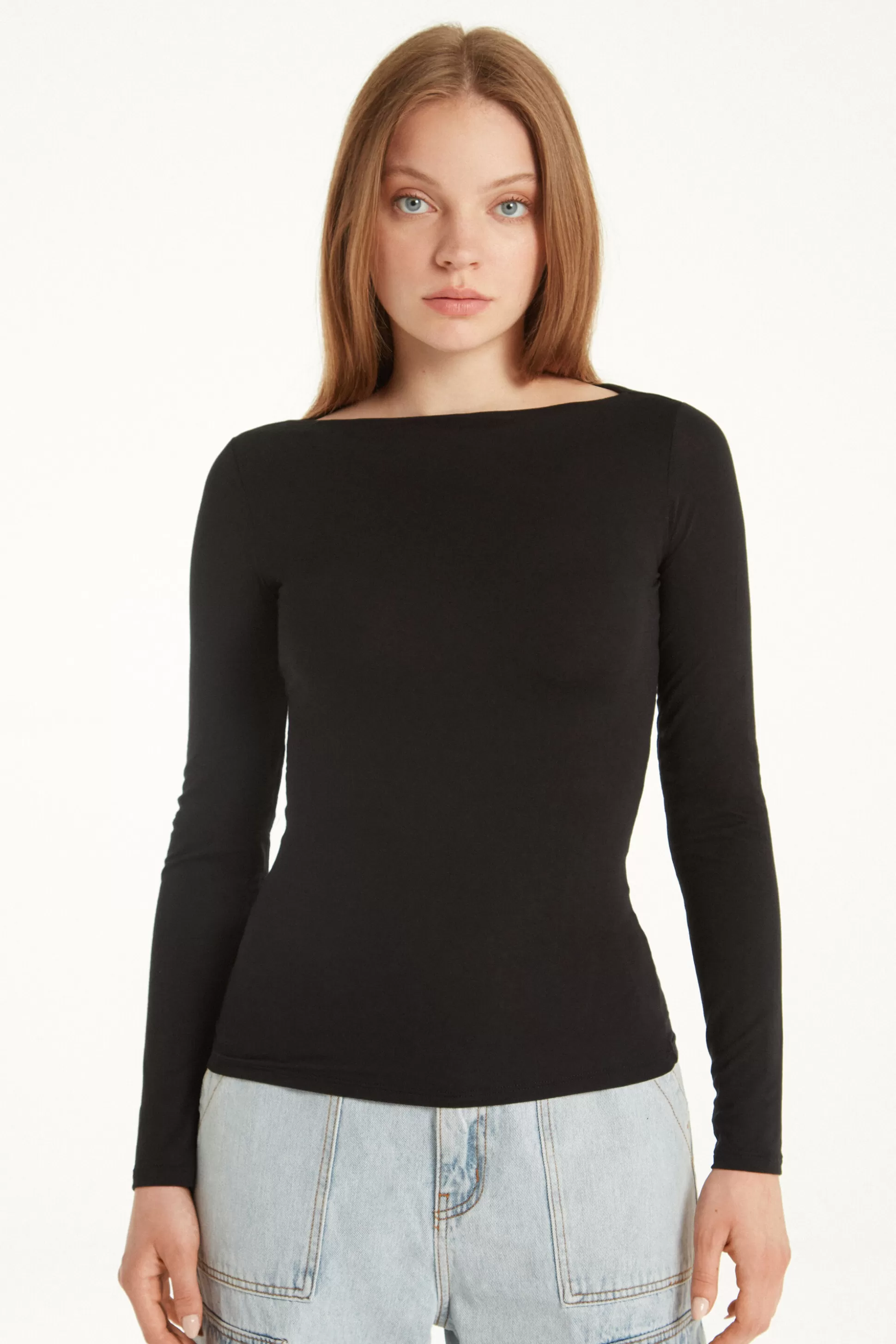 Maglia Maniche Lunghe Scollo Barchetta Viscosa - Maglie Maniche Lunghe - Donna | >Tezenis Cheap