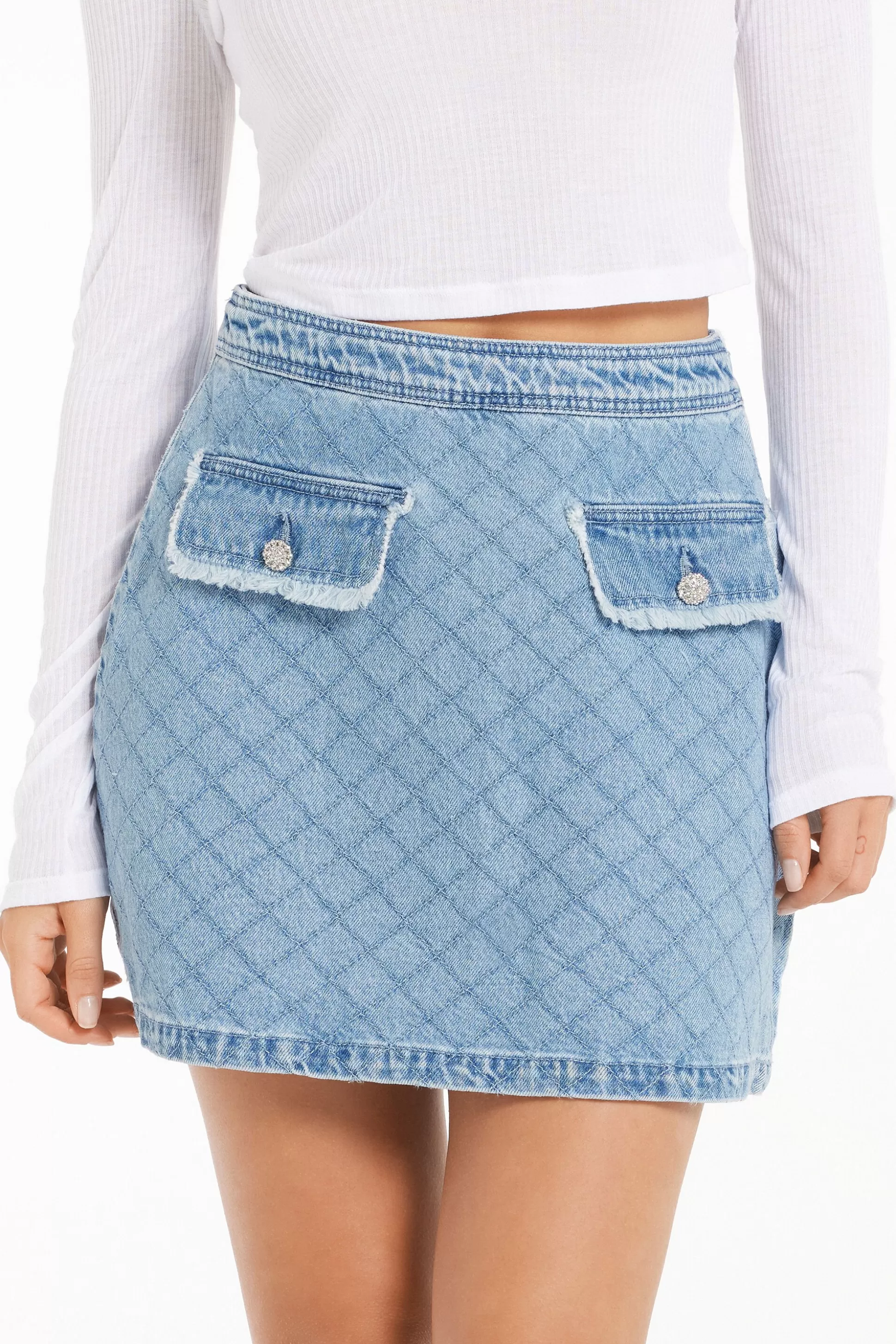 Minigonna In Denim Effetto Matelassé - Gonne - Donna | >Tezenis New