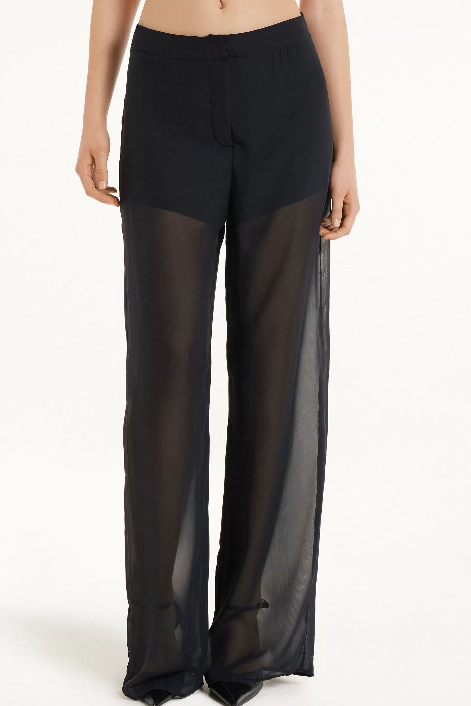 Pantalone Lungo A Palazzo In Chiffon - Pantaloni - Donna | >Tezenis Shop