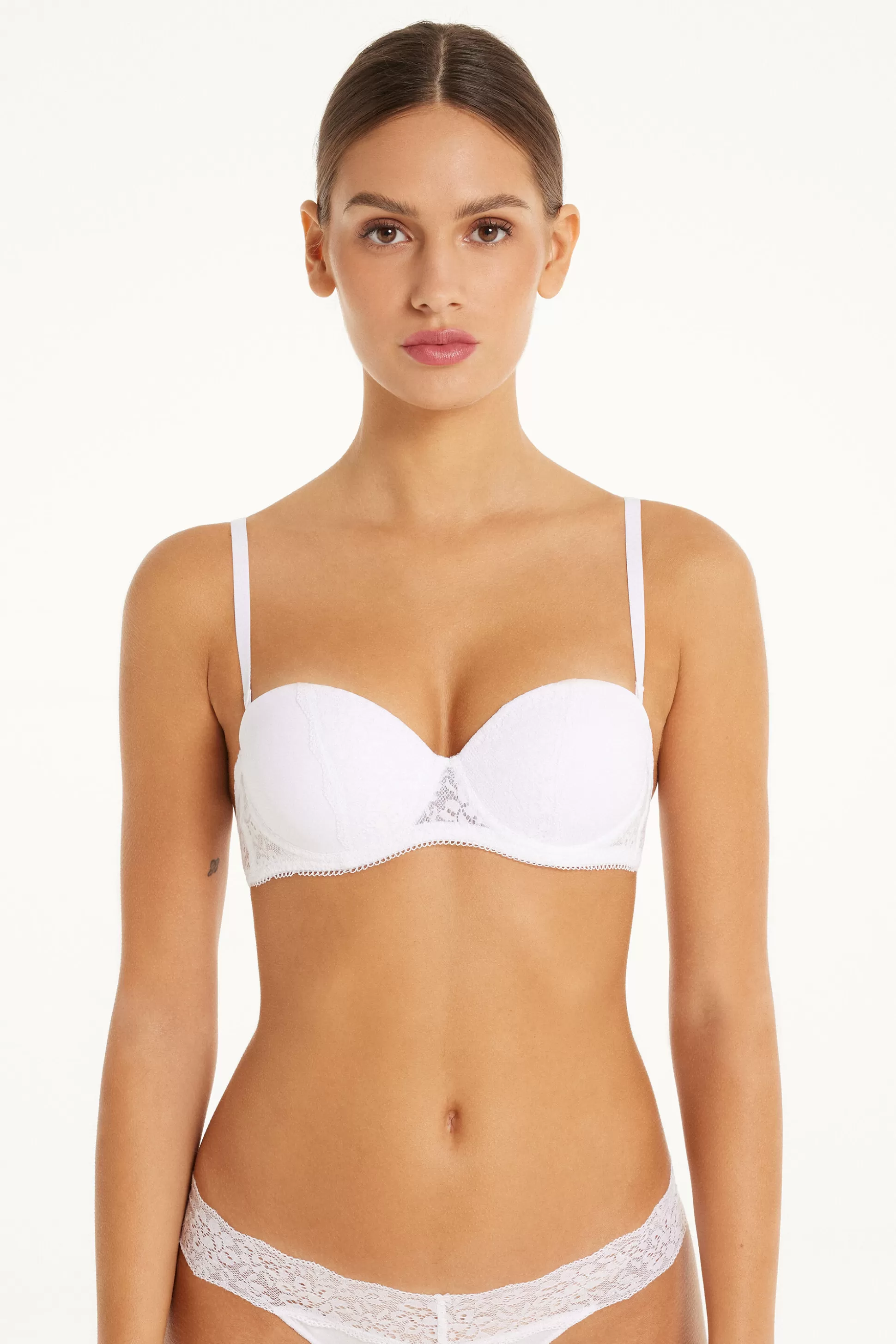 Reggiseno A Fascia Super Imbottito Madrid In Microfibra E Pizzo Riciclato - Fascia E Senza Spalline - Donna | >Tezenis Hot