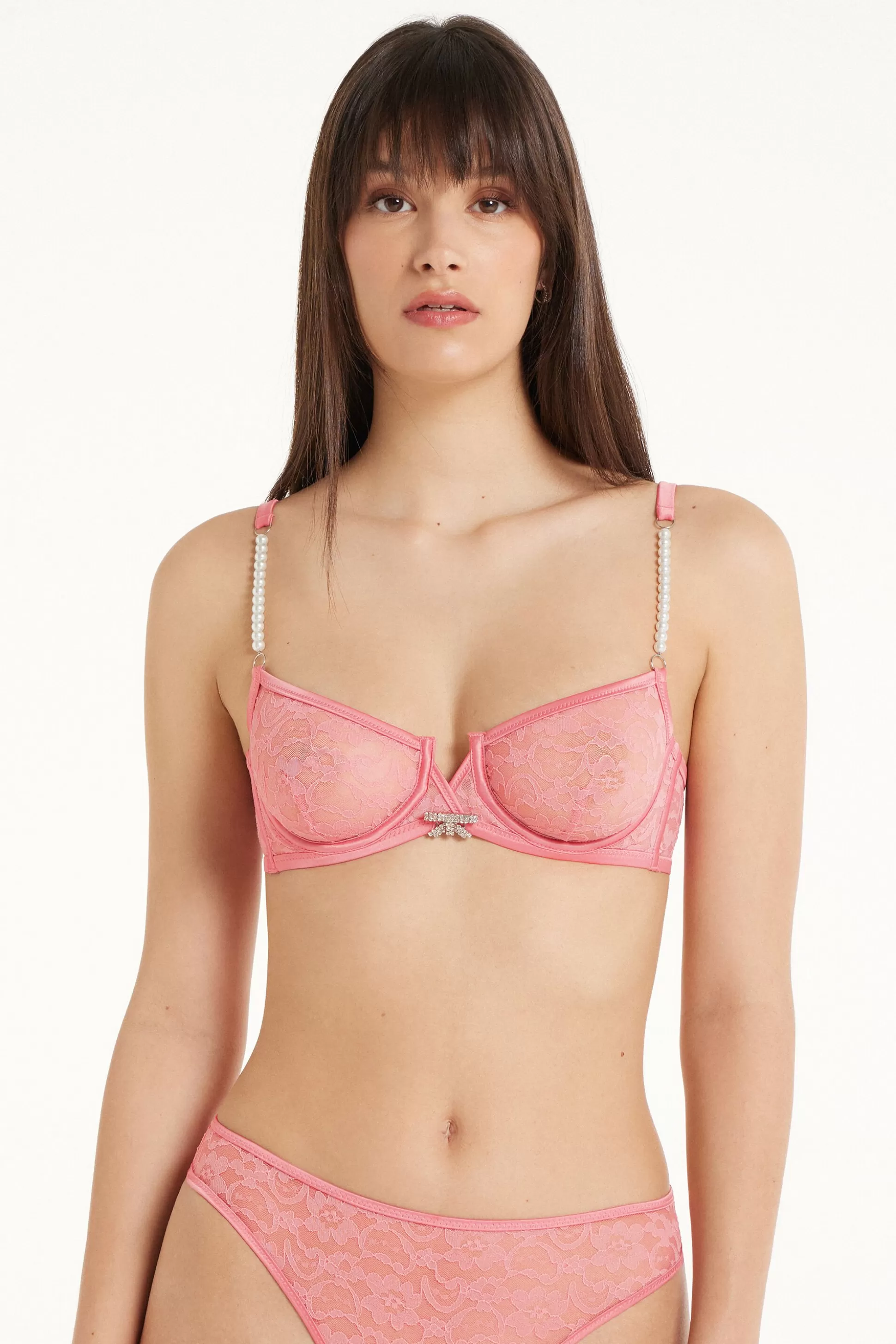 Reggiseno Balconcino Paris Pearl Pink Lace - Balconcino - Donna | >Tezenis Shop