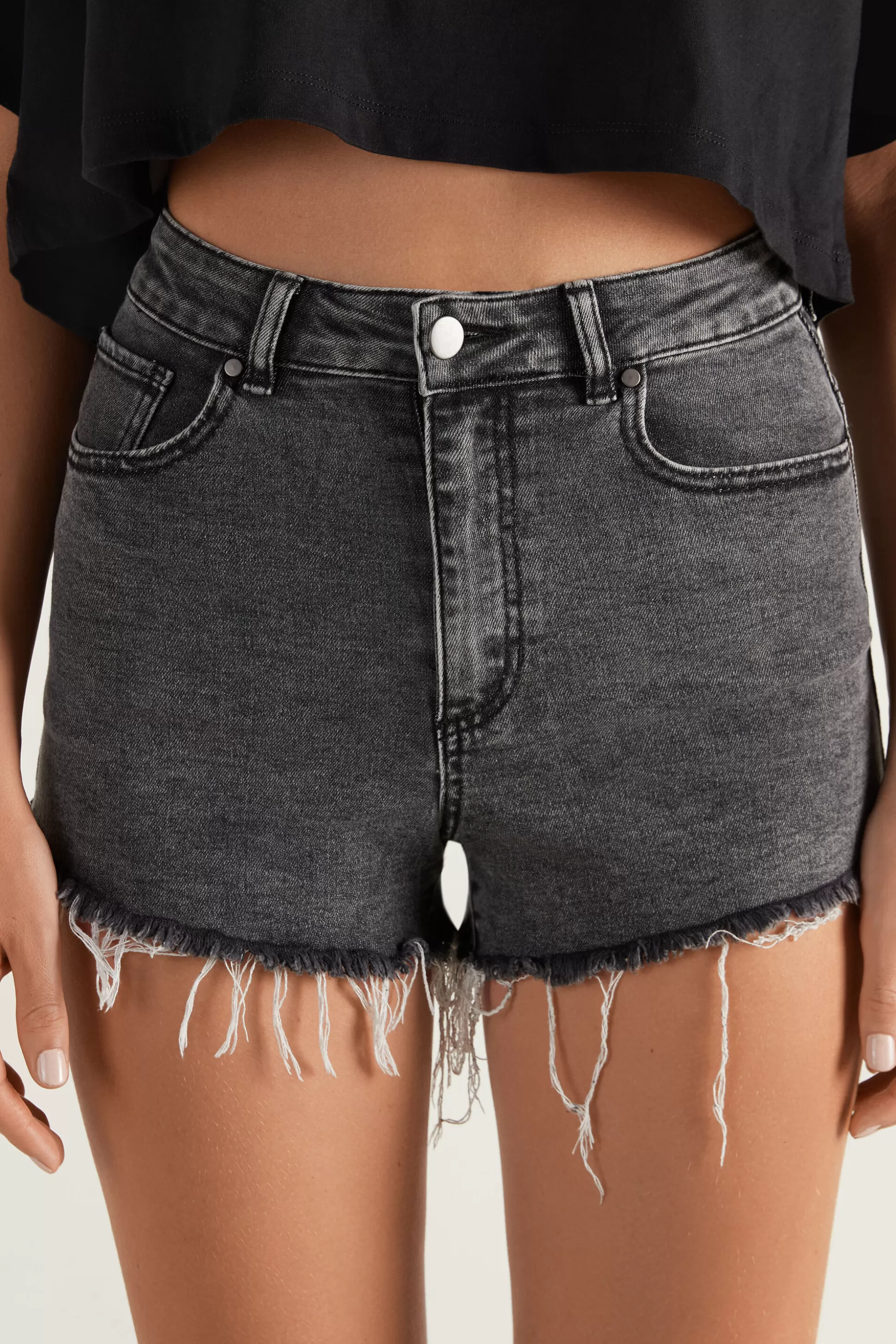 Short Alto In Denim Sfrangiato - Shorts - Donna | >Tezenis Cheap