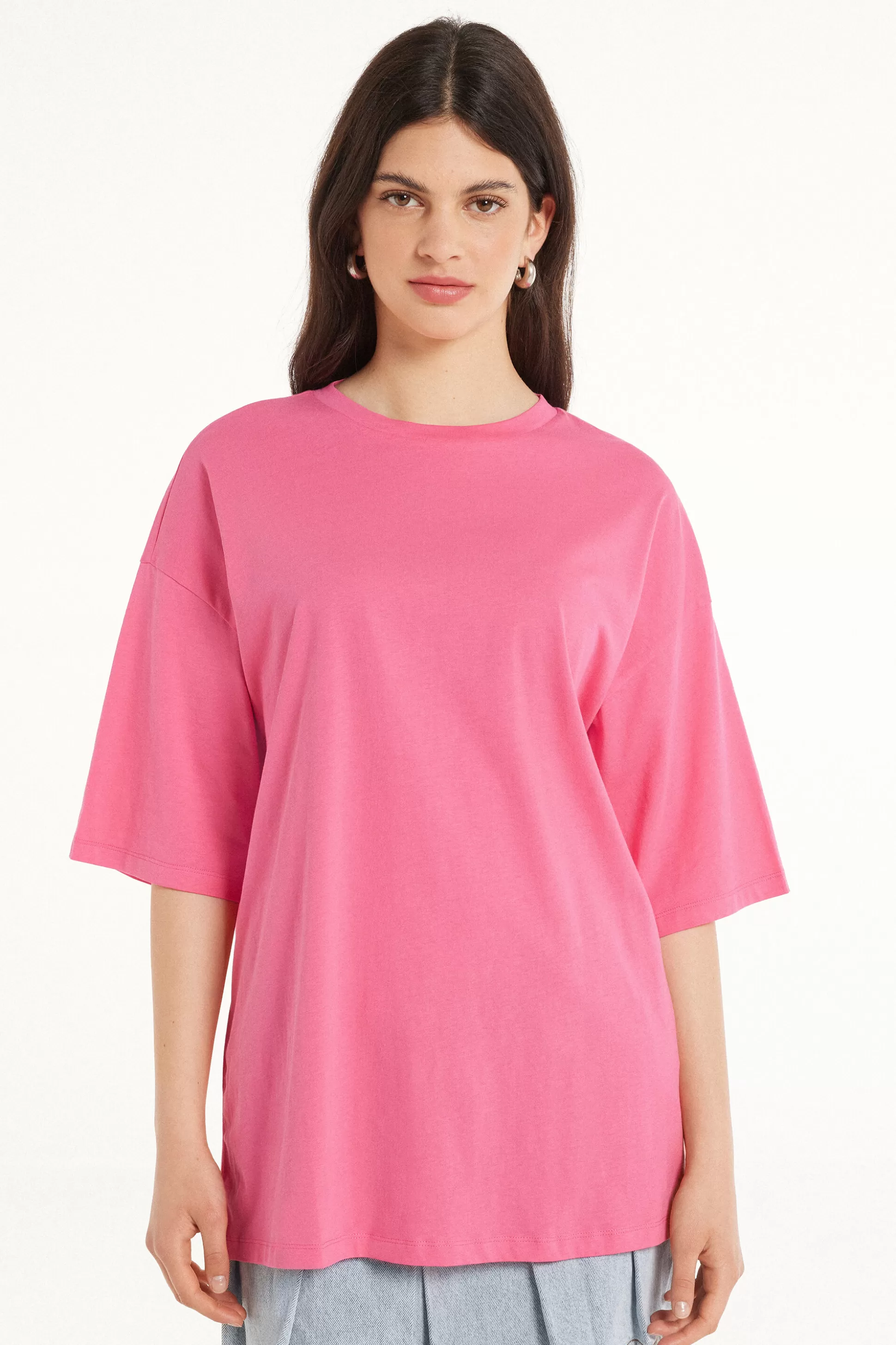 T-Shirt A Girocollo Oversize In Cotone - Magliette Maniche Corte - Donna | >Tezenis Cheap