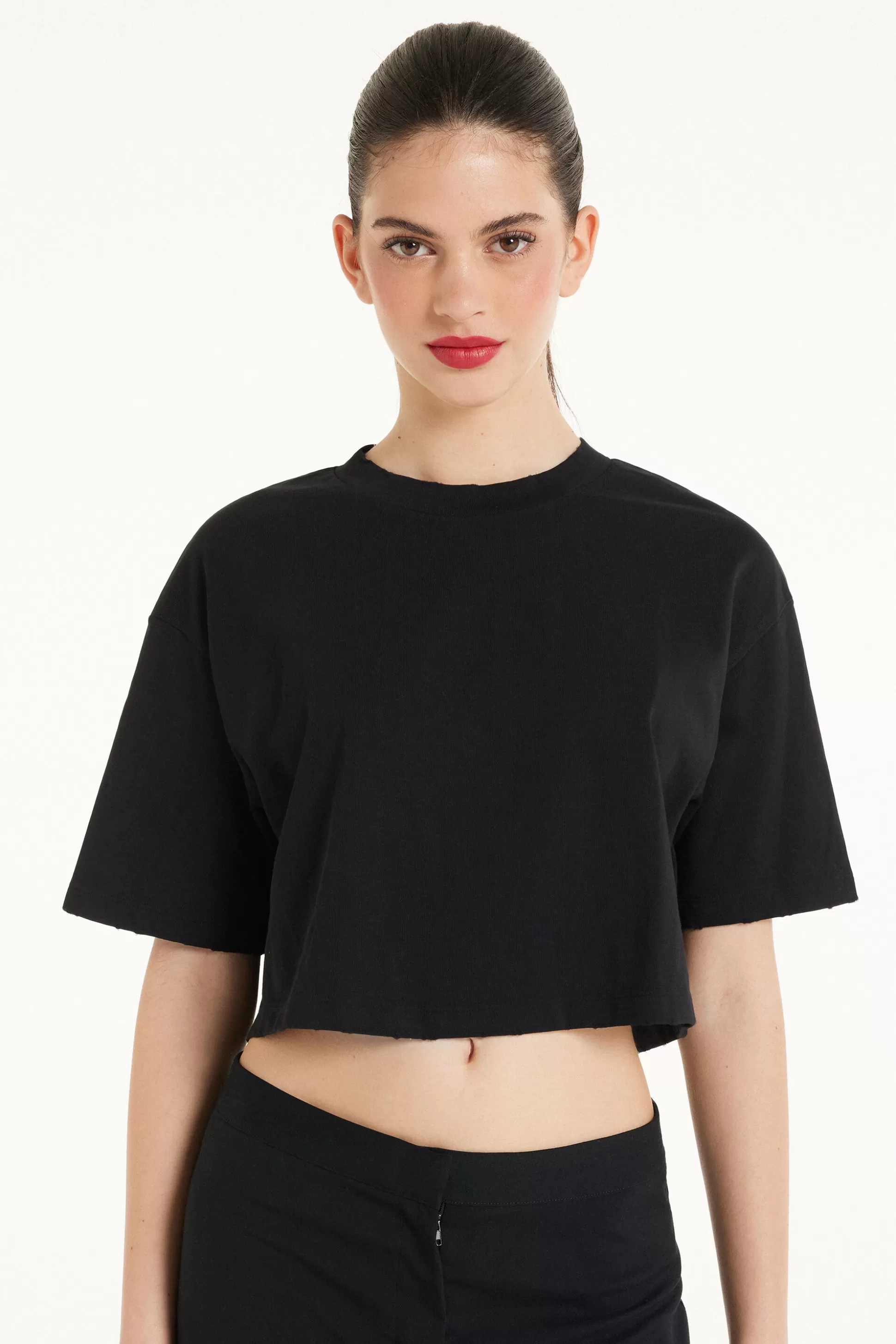 T-Shirt Corta In Cotone A Girocollo - Magliette Maniche Corte - Donna | >Tezenis Online