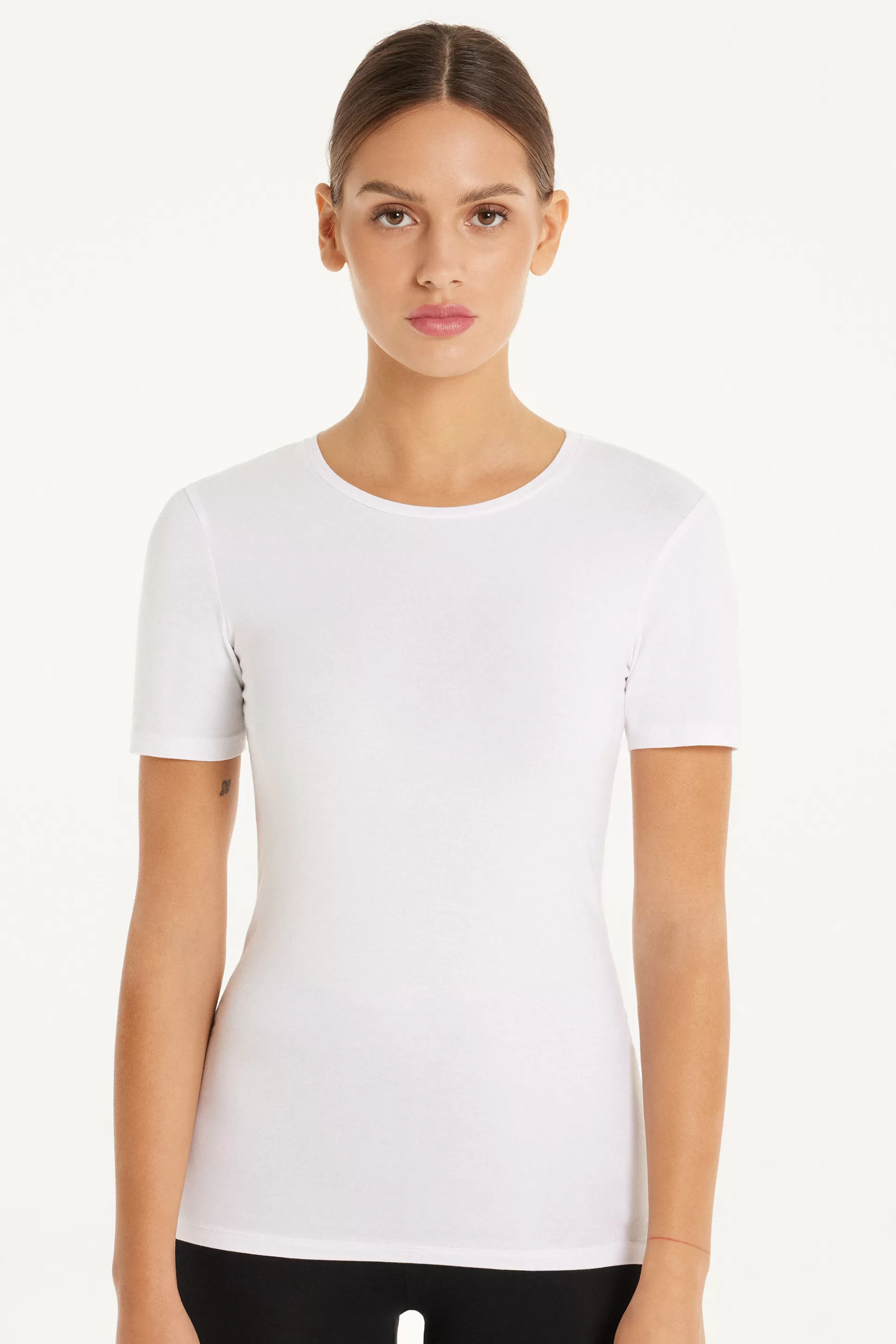 T-shirt Girocollo In Cotone Elasticizzato - Magliette Maniche Corte - Donna | >Tezenis Best Sale