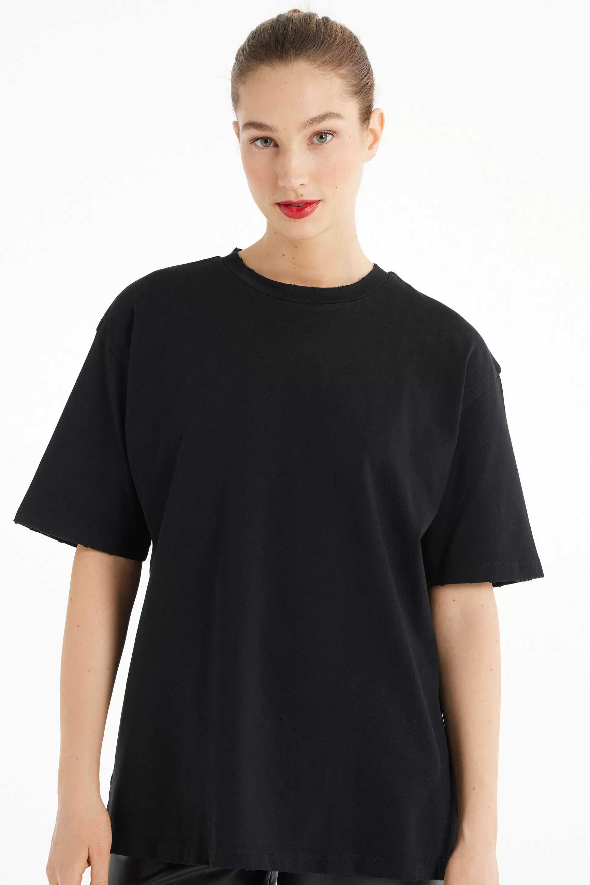 T-Shirt In Cotone A Girocollo Con Strappi - Magliette Maniche Corte - Donna | >Tezenis Cheap