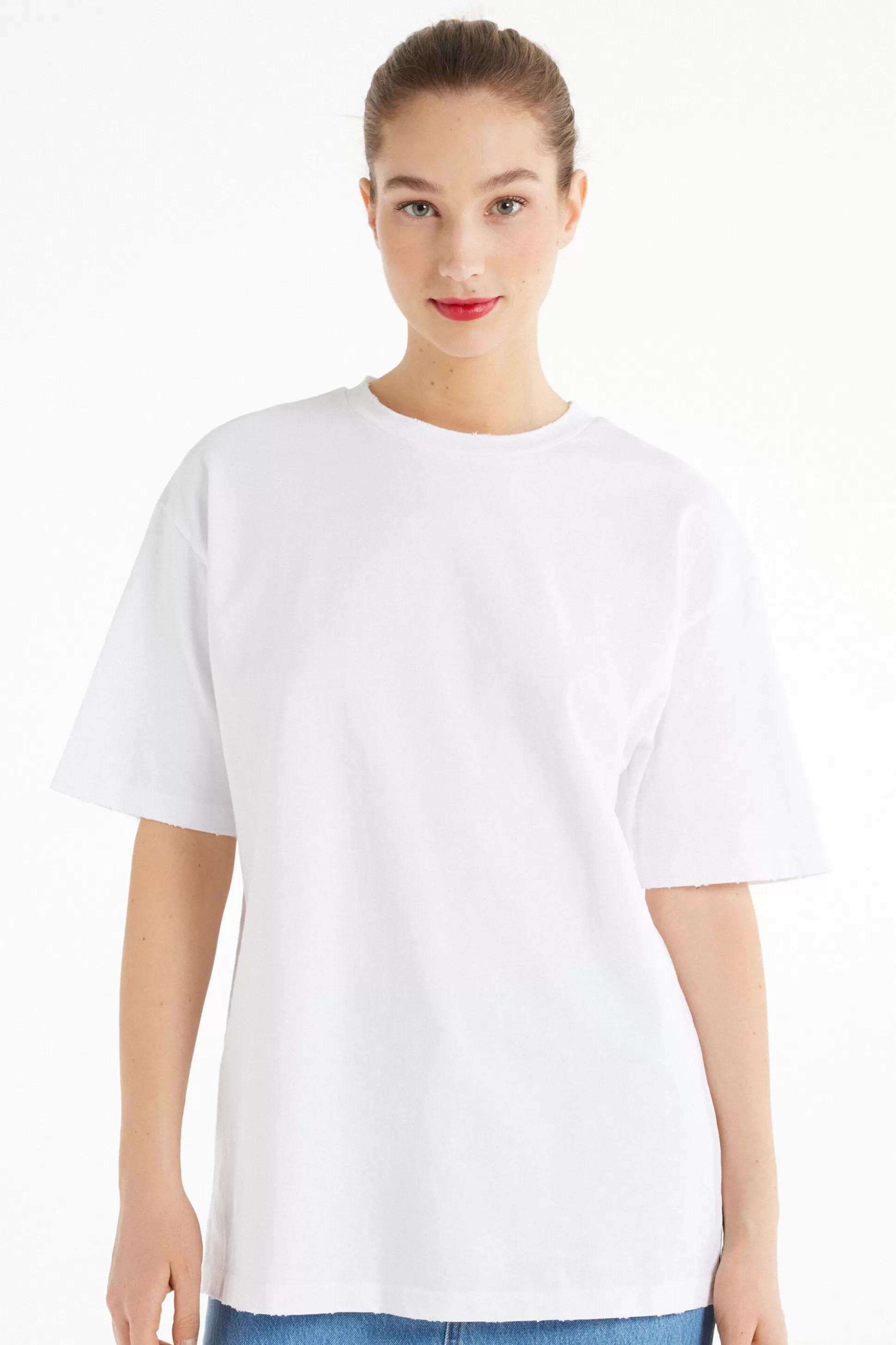 T-Shirt In Cotone A Girocollo Con Strappi - Magliette Maniche Corte - Donna | >Tezenis Cheap