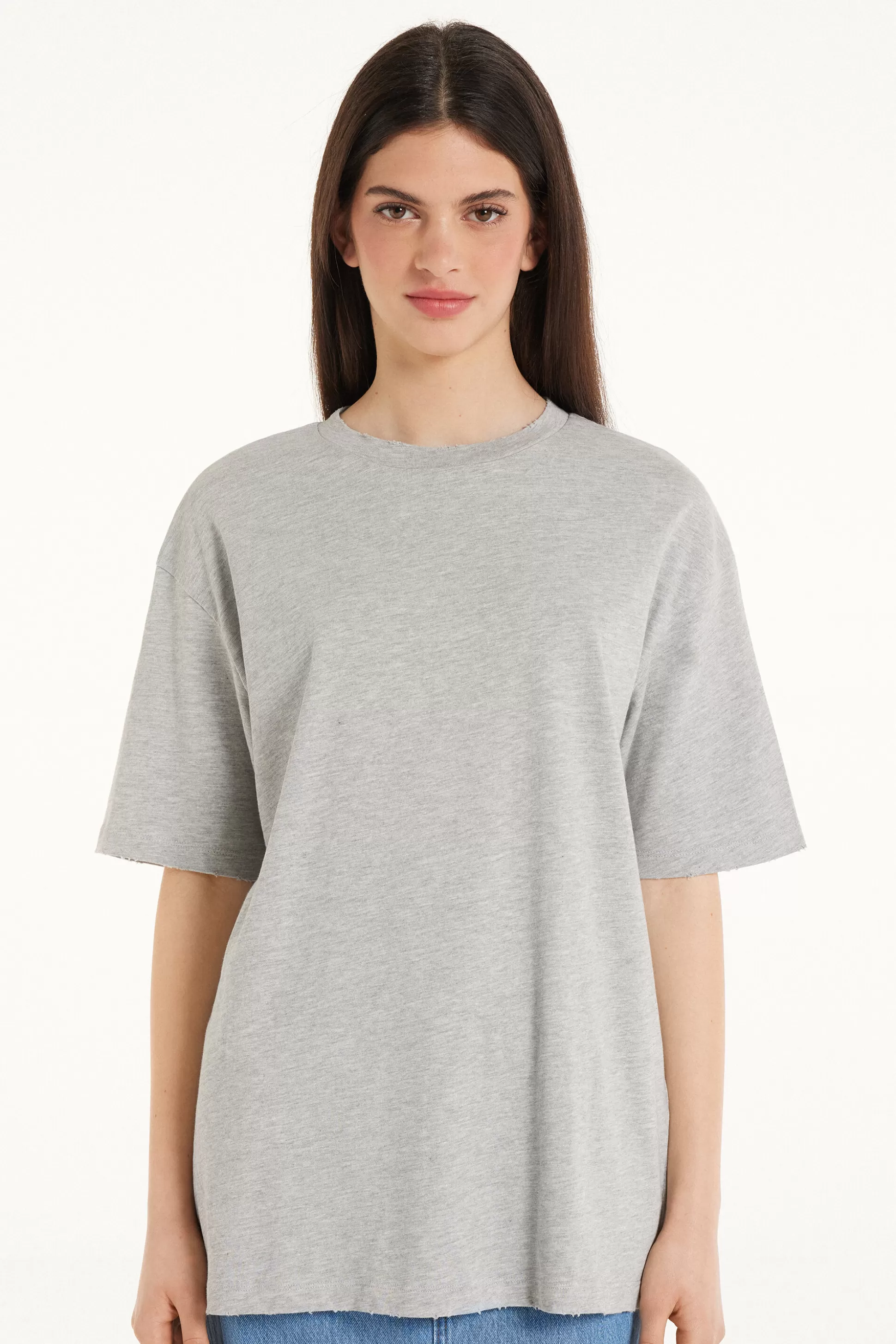 T-Shirt In Cotone A Girocollo Con Strappi - Magliette Maniche Corte - Donna | >Tezenis Clearance