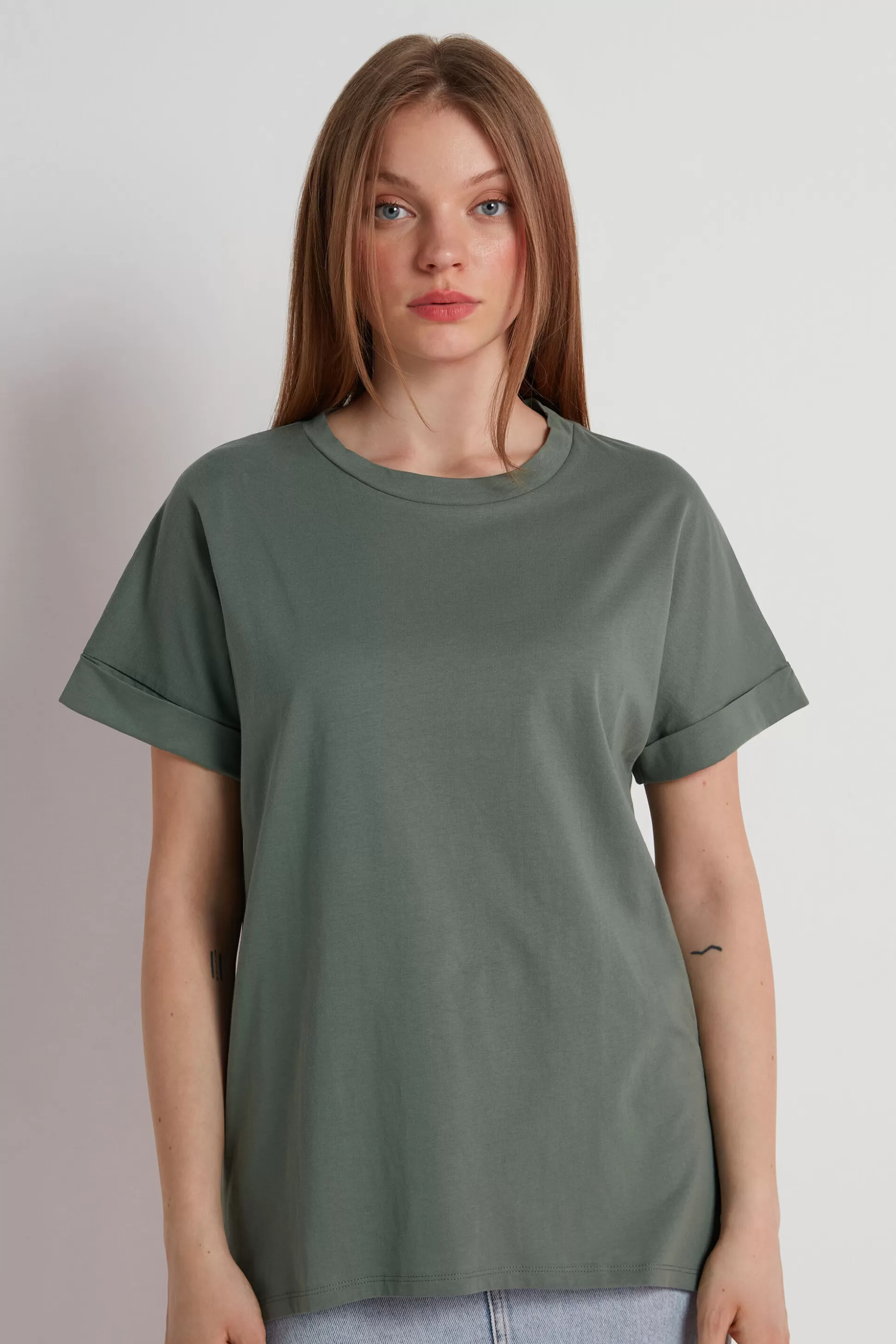 T-Shirt In Cotone Con Risvolto Kimono - Magliette Maniche Corte - Donna | >Tezenis Discount