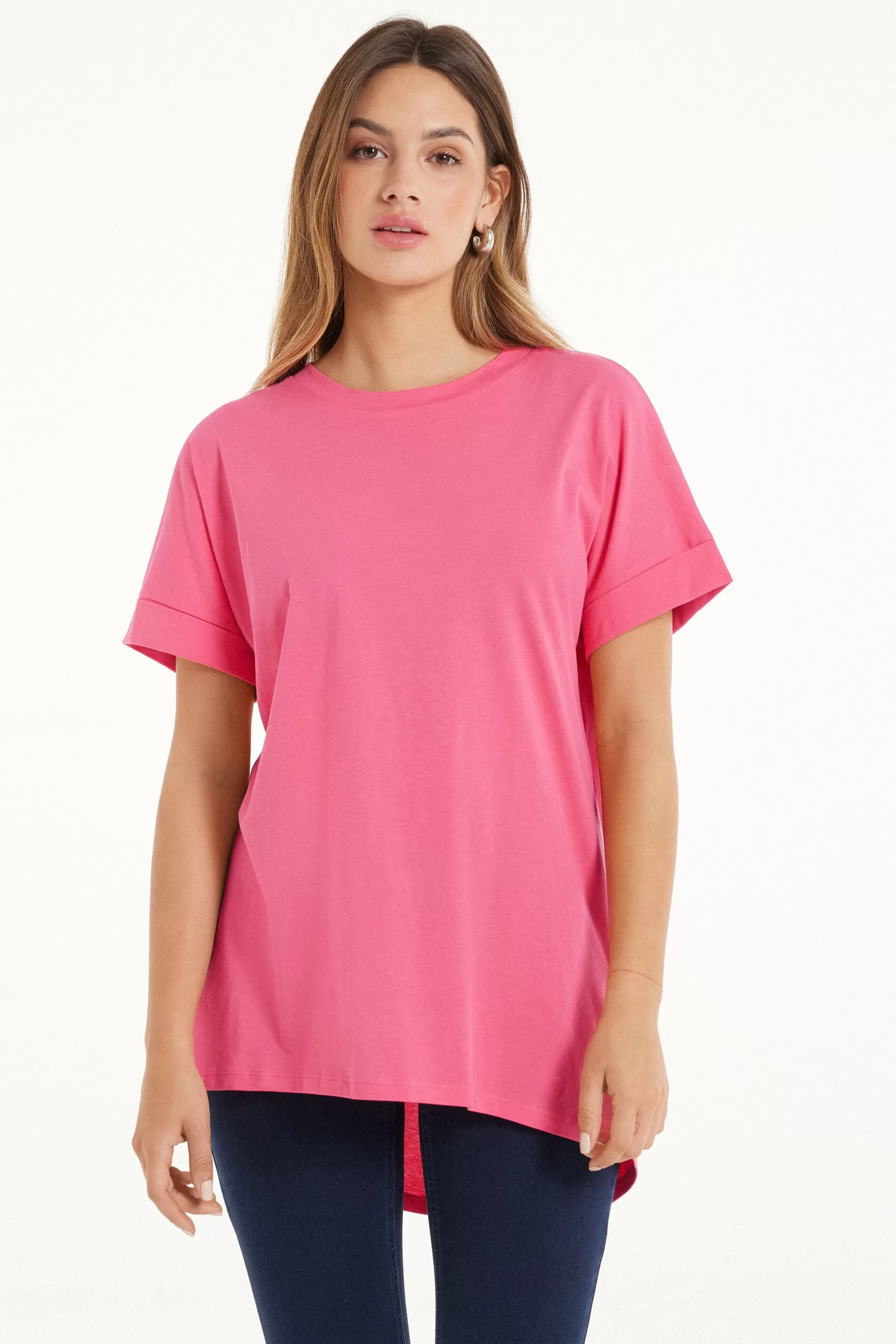 T-Shirt In Cotone Con Risvolto Kimono - Magliette Maniche Corte - Donna | >Tezenis Best