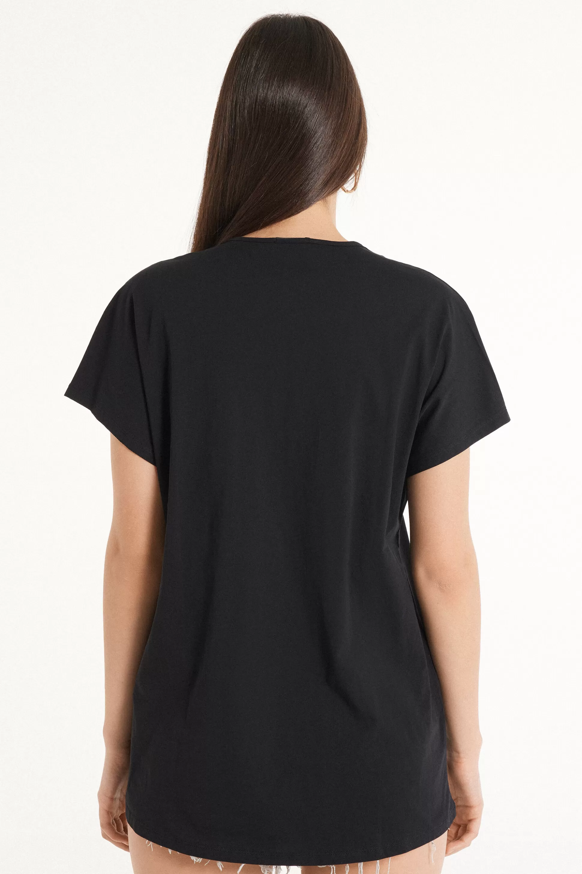 T-Shirt Scollo A V Con Pince In Cotone - Magliette Maniche Corte - Donna | >Tezenis Best Sale