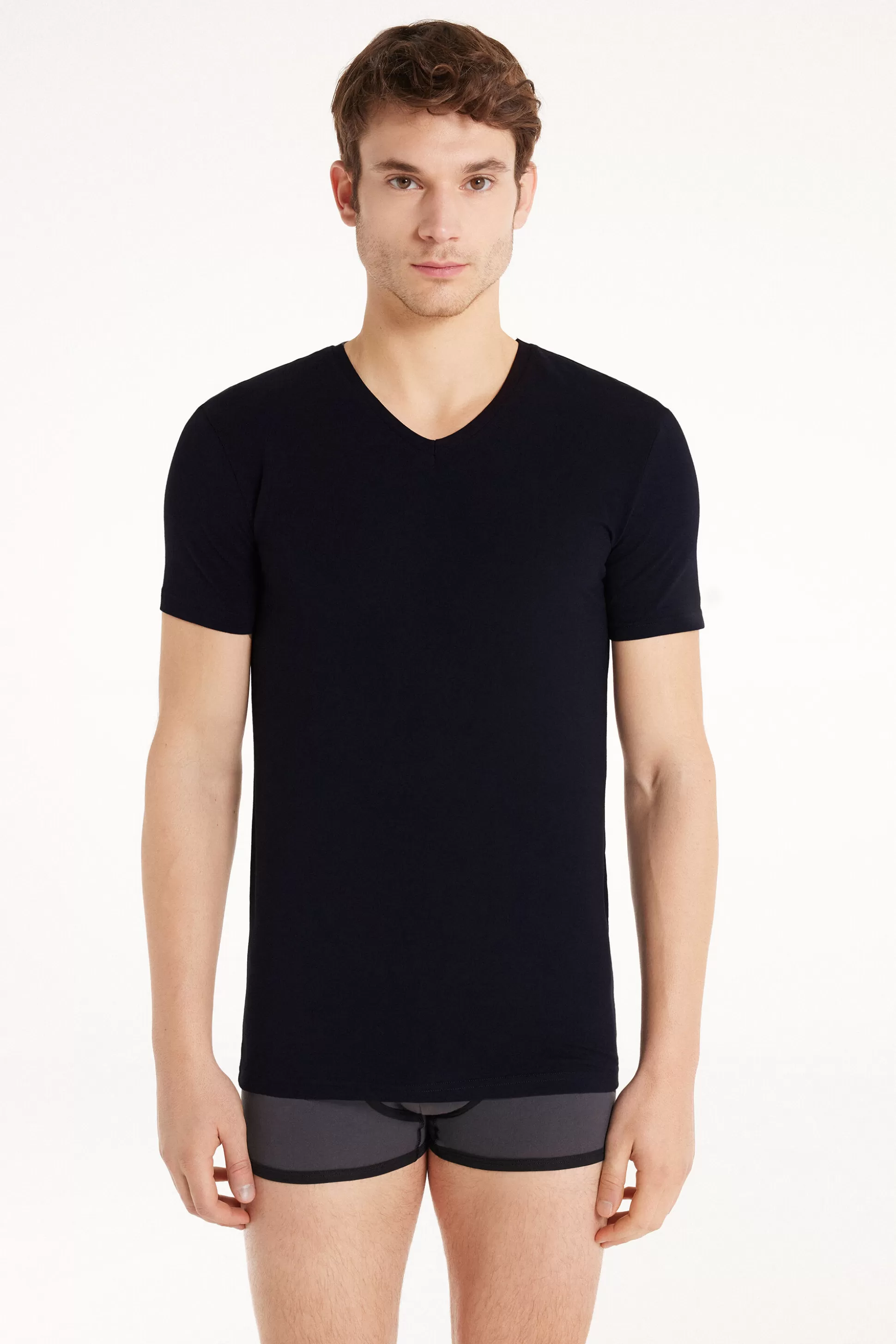 T-shirt Scollo A V In Cotone Elasticizzato - T-shirt E Magliette - Uomo | >Tezenis Cheap