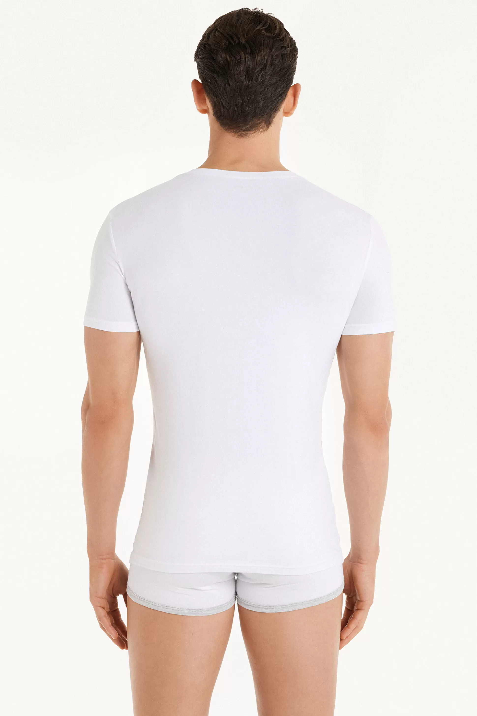 T-shirt Scollo A V In Cotone Elasticizzato - T-shirt E Magliette - Uomo | >Tezenis Online