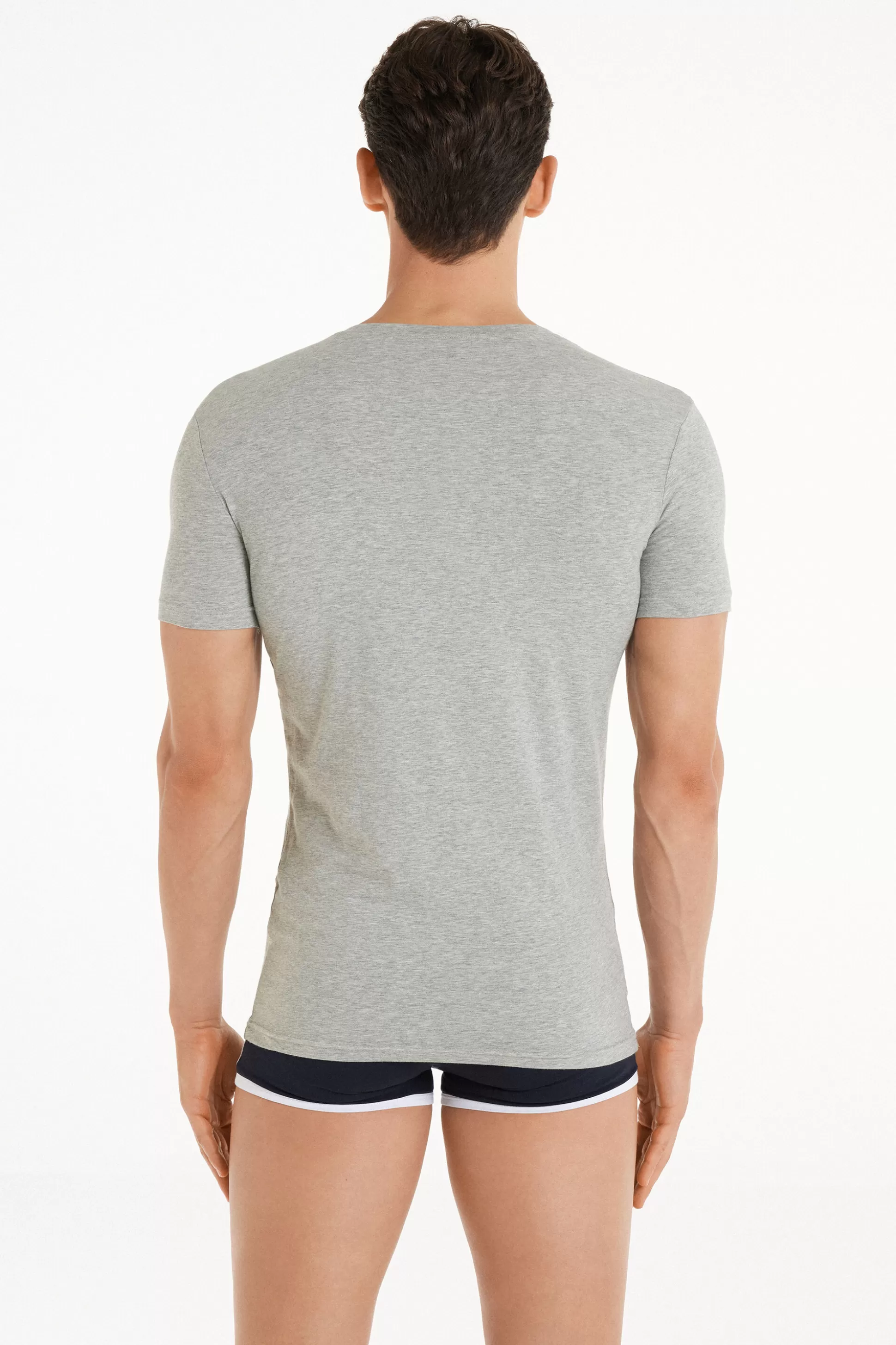 T-shirt Scollo A V In Cotone Elasticizzato - T-shirt E Magliette - Uomo | >Tezenis Shop