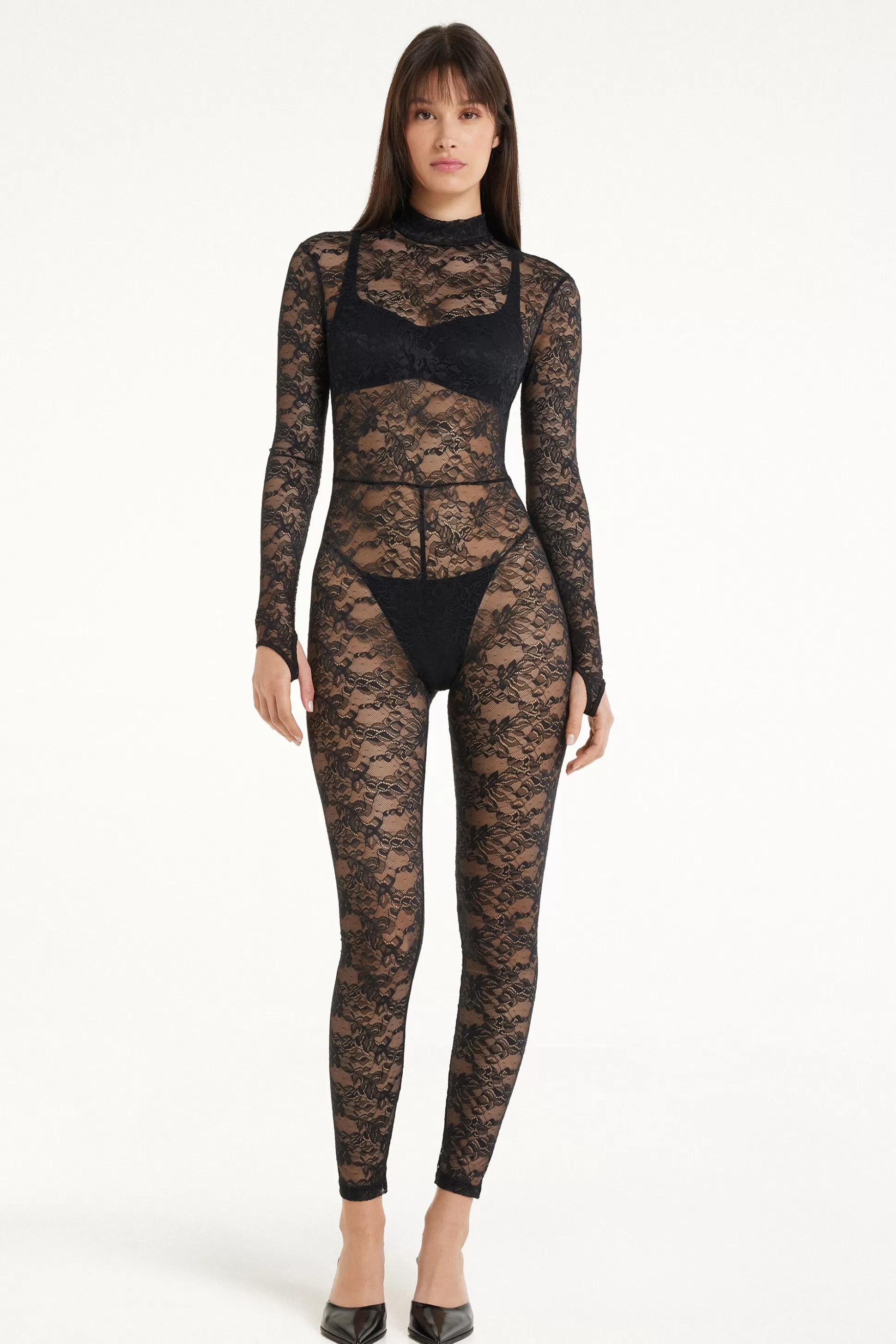 Tuta Manica Lunga In Pizzo Lovely Dark Lace - Canotte E Top - Donna | >Tezenis Online