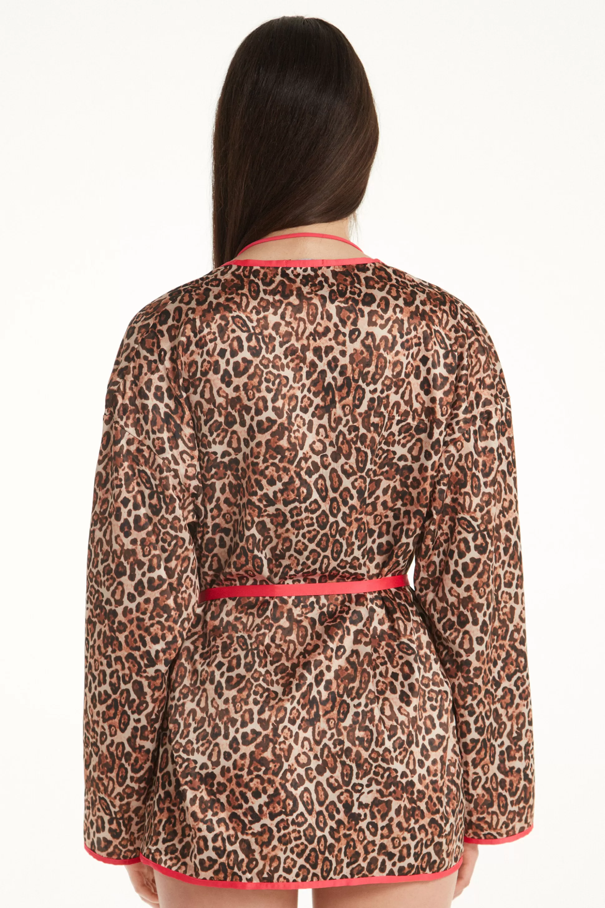 Vestaglia Corta Manica Lunga Con Fusciacca Strawberry Leopard - Camicie Da Notte E Vestaglie - Donna | >Tezenis Hot